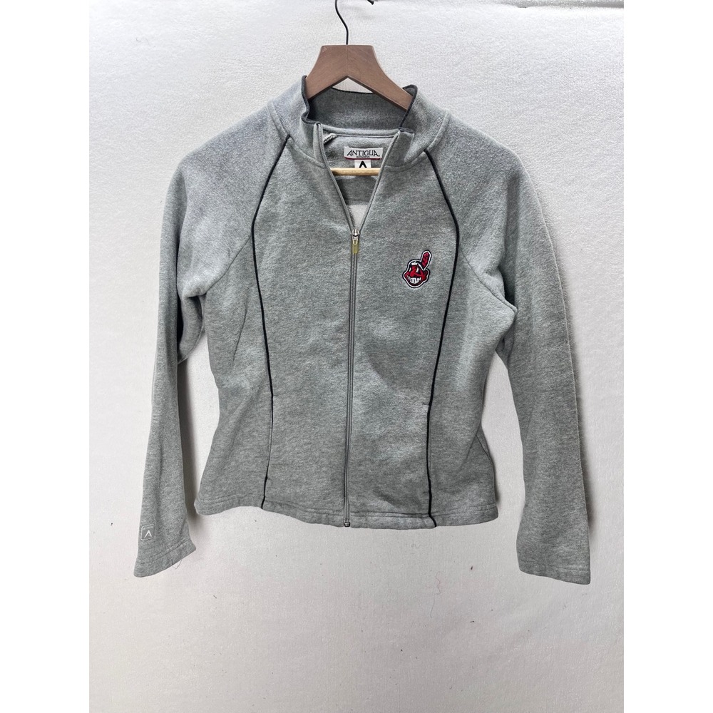 Cleveland Indians Antigua Full Zip Jacket Womens Small Gray Chief Wahoo 3385